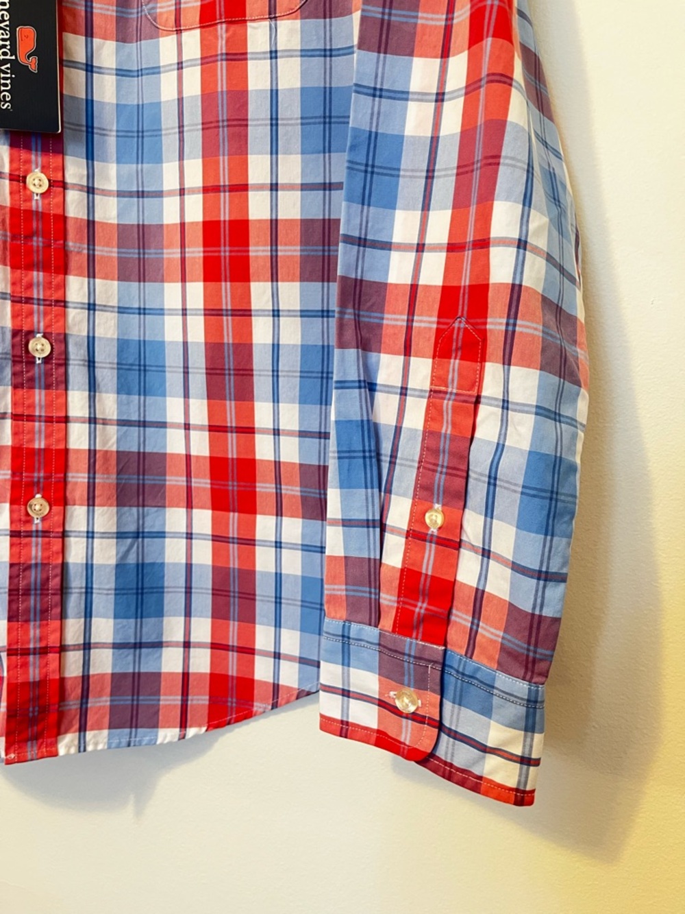 NWT Vineyard Vines Slim Fit Tucker Shirt Jetty Red Plaid Button Down Mens Medium - Picture 6 of 9